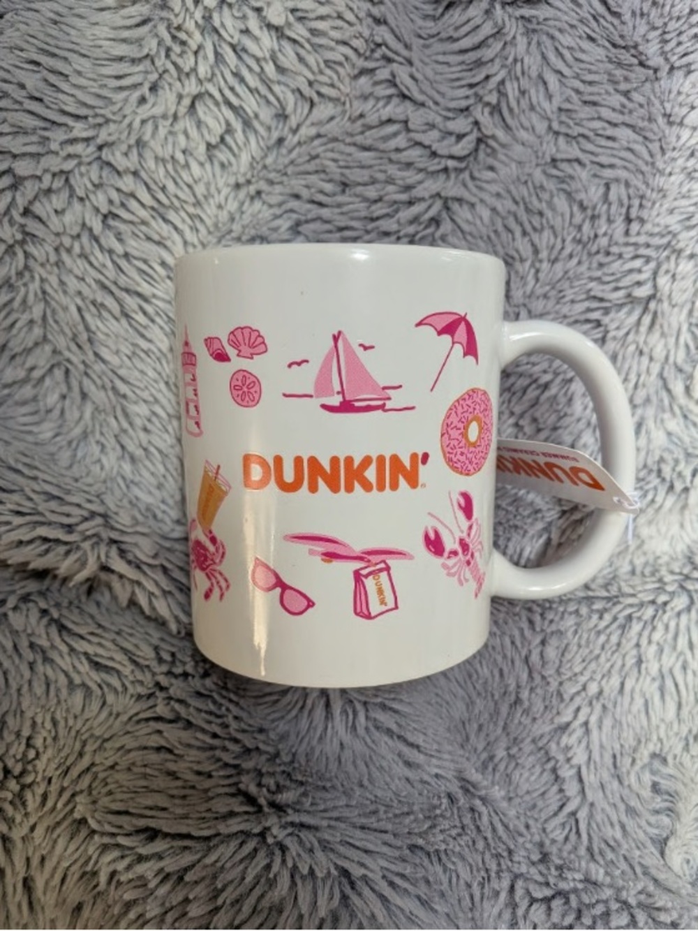 Dunkin' White Ceramic Mug with Pink Summer Icons